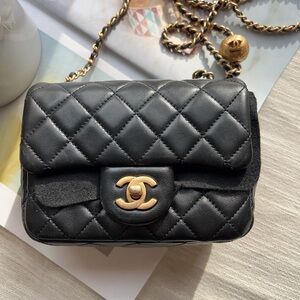 Chanel Black Quilted Lambskin Pearl Crush Mini Flap Bag
